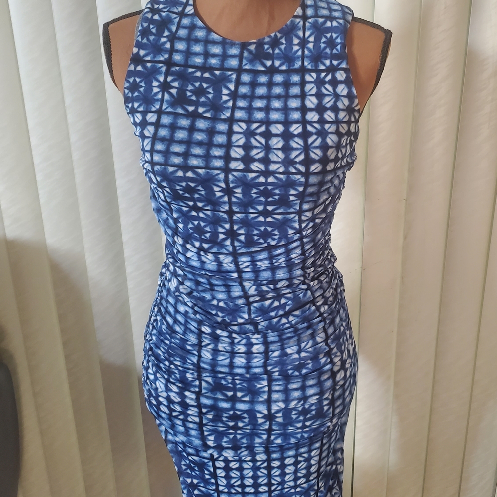 Tommy Hilfiger Blue and White Midi Dress